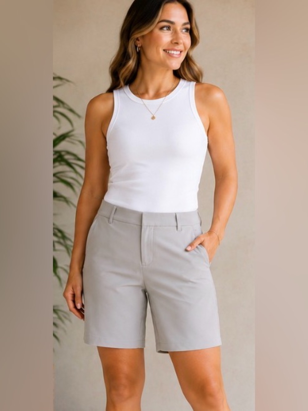 Lole Romina Tech Shorts NWT Size 6 Limestone Gray Performance Golf Travel Shorts